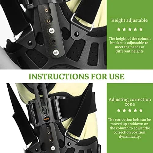 ZHUNPOCT Adjustable Scoliosis Back Brace with Cervical Support | Breathable, Fully Adjustable for All Heights, Discreet & Supportive thumbnail 3