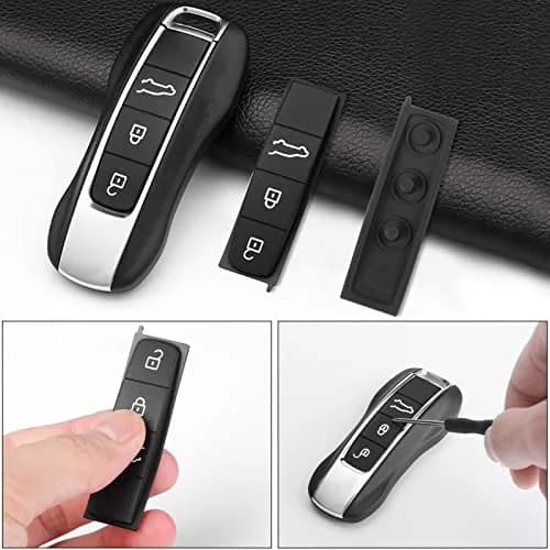 Jaronx Compatible with Porsche Cayenne Key Button Cover | Soft Rubber, Black, 2018-2021 thumbnail 7