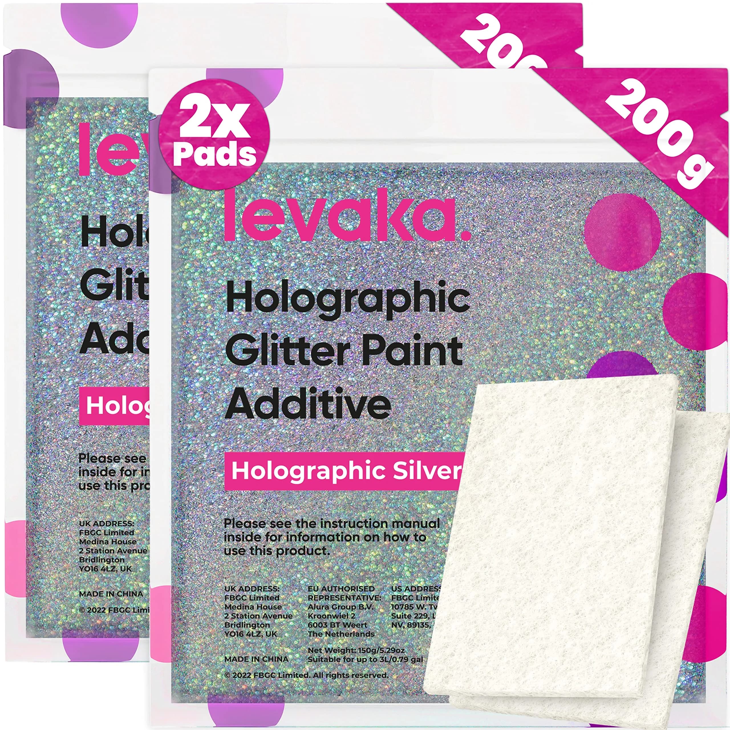 FBGC Holographic Silver Glitter Paint Additive 156 g (5.3 oz) | Adds Sparkle to Walls & Furniture — Holographic Silver / 14.11oz