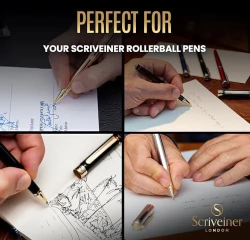 Scriveiner Rollerball Pen Refills Blue Broad Tip 4-Pack | Made in Germany, Schmidt 888 Size, Liquid Ink thumbnail 6