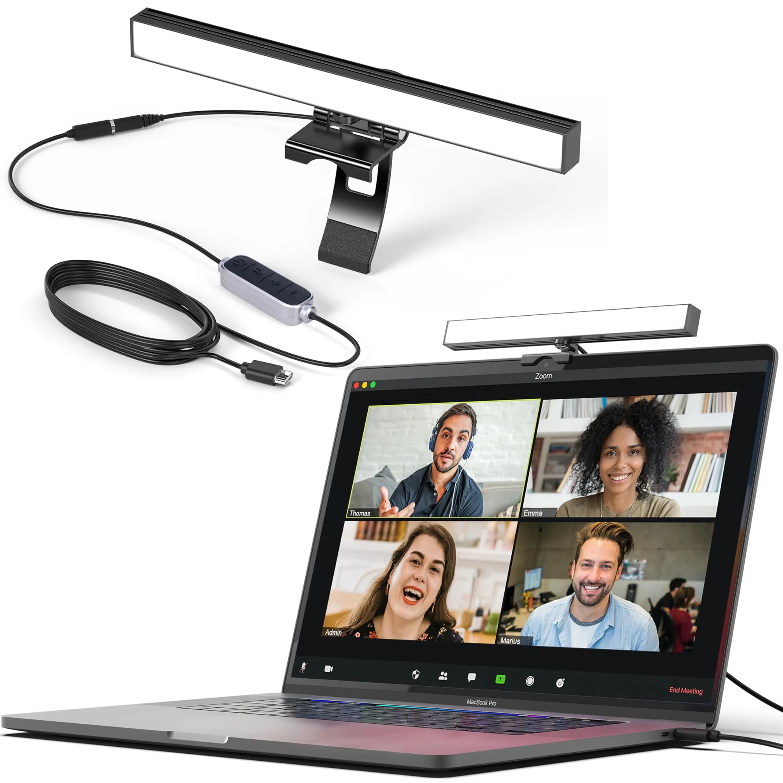 HumanCentric Video Conference Lighting Single Kit | Monitor Light for Zoom Calls, Streaming, Online Classes — Single Kit