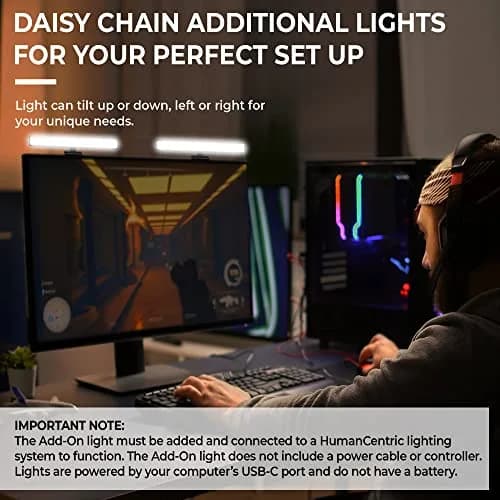 HumanCentric Video Conference Lighting Single Kit | Monitor Light for Zoom Calls, Streaming, Online Classes thumbnail 5