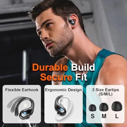 Ltinist Wireless Earbud, Bluetooth 5.3 Headphones with Earhooks, 75H Battery, IP7 Waterproof, Built-in Microphone for Running Sports thumbnail 5