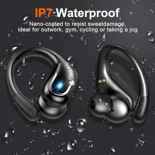 Ltinist Wireless Earbud, Bluetooth 5.3 Headphones with Earhooks, 75H Battery, IP7 Waterproof, Built-in Microphone for Running Sports thumbnail 6