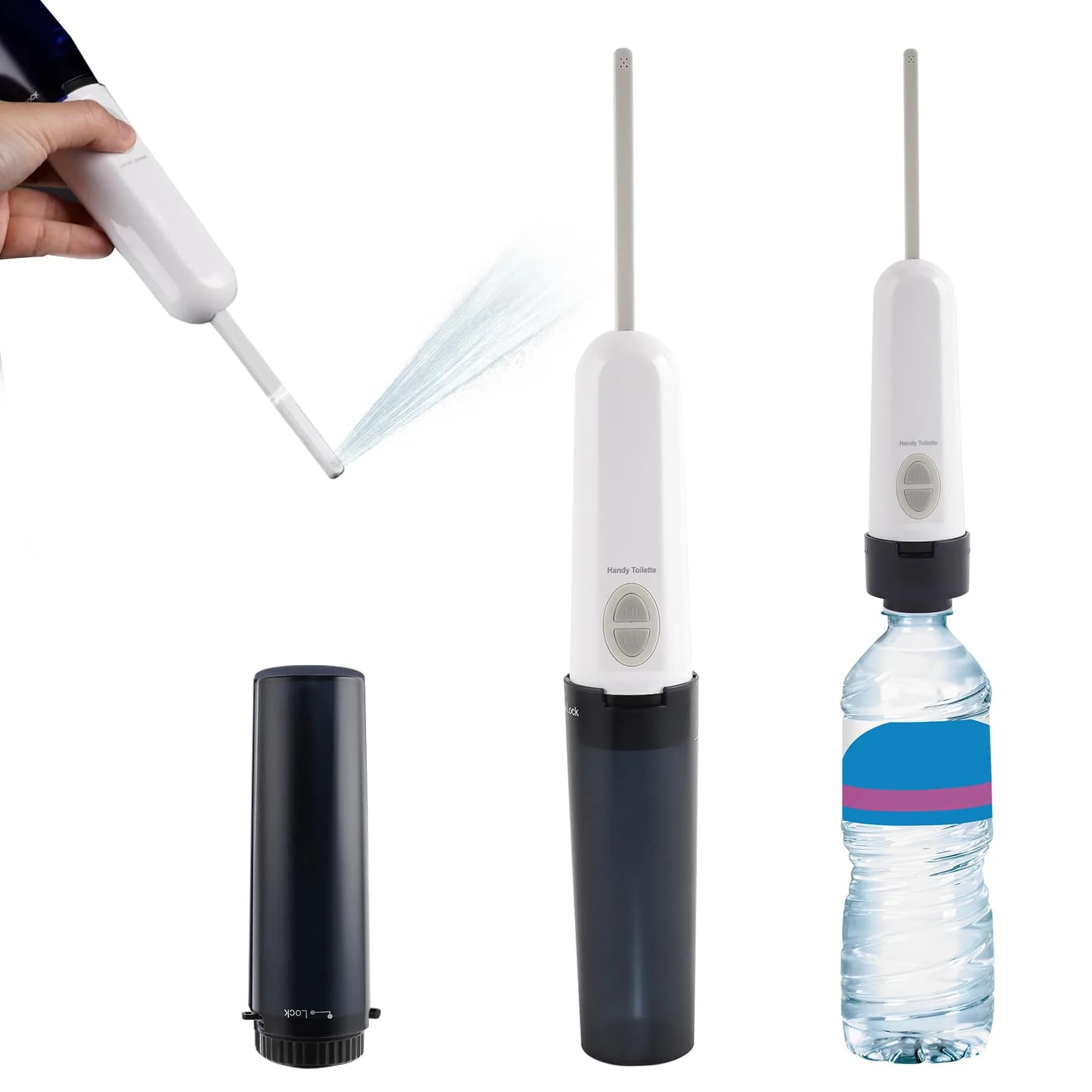 Hibbent Portable Bidet for Travel | High Pressure Handheld Electric Sprayer, Rechargeable, Personal Hygiene, Postpartum Care, Black — Black