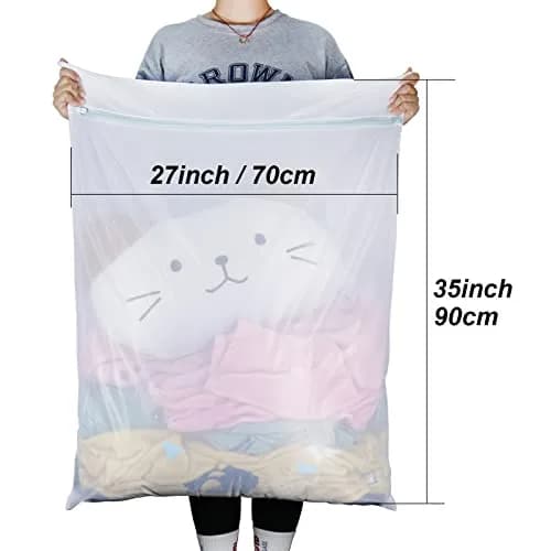 Tenn Well Large Mesh Laundry Bags 90x70cm (35"x27") | Zippered Wash Bags for Blankets, Delicates, and Travel thumbnail 2