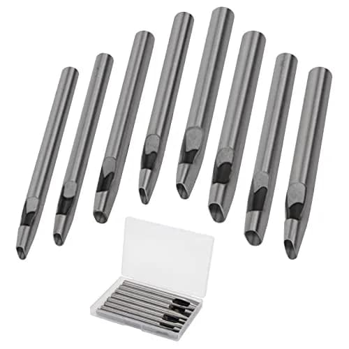 Boyistar Leather Craft Punch Tools Set | 8 Oval Hole Sizes for Leather, Rubber, Plastic | Durable Alloy Steel (70-120c) thumbnail 1