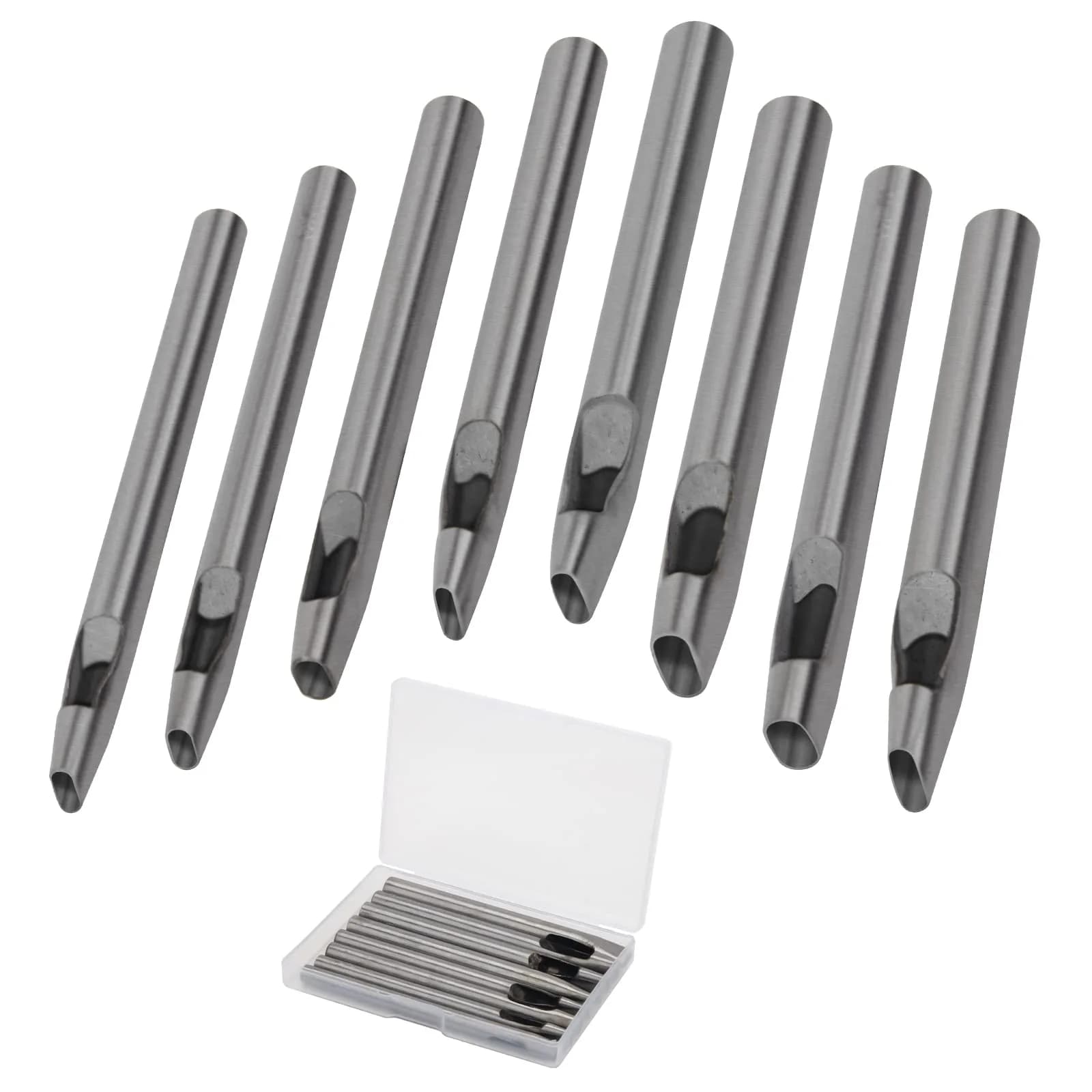 Boyistar Leather Craft Punch Tools Set | 8 Oval Hole Sizes for Leather, Rubber, Plastic | Durable Alloy Steel (70-120c) - main product image