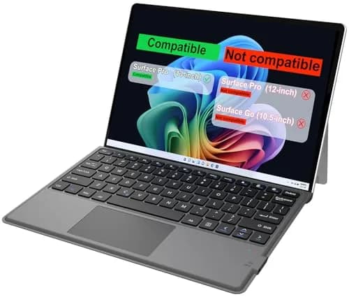 Arteck Bluetooth Keyboard for Surface Pro 10/9/8/X with Touchpad & Rechargeable Battery | Ultra-Slim Portable Wireless Type Cover thumbnail 1