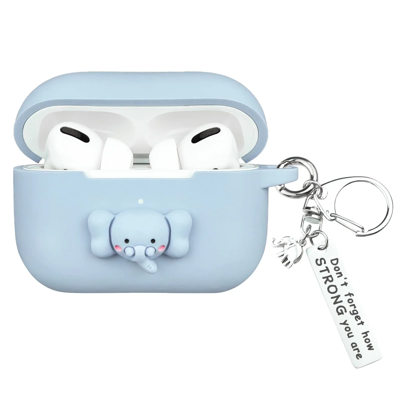 Wonhibo Elephant Silicone Case for AirPods Pro | Cute Kawaii Cover with Keychain — Elephant
