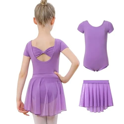 DIPUG Purple Girls Ballet Leotard with Removable Skirt Toddler Dance Dress Combo 2-Piece Set (Fits 4-6 Years) thumbnail 1