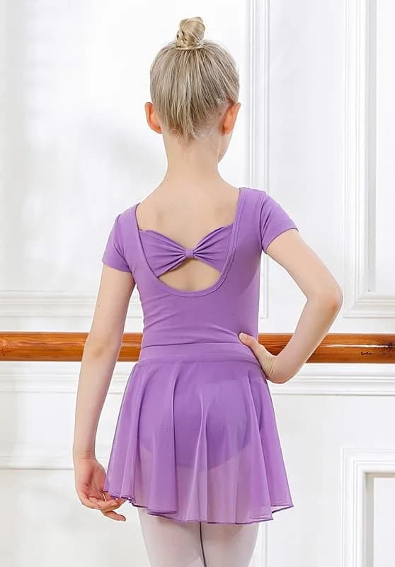 DIPUG Purple Ballet Leotard with Removable Skirt Toddler Dance Dress Combo for Girls 2T-12 Years | 2-Piece Set thumbnail 8