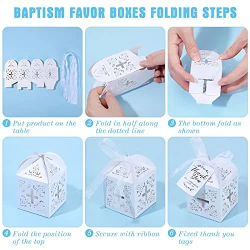 Yinkin Gold Party Favor Sets | 100 Pieces Baptism & Wedding Gifts (4.5 inch Rosaries, Boxes, Bags, Tags) thumbnail 4