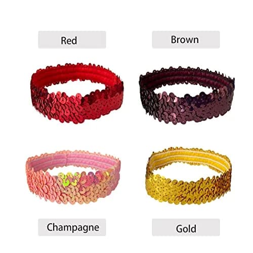WEBGGER 12 Pack Sequin Headbands Elastic Stretch Sparkly Headband for Teens Girls Women | Fashion Hair Accessories thumbnail 4