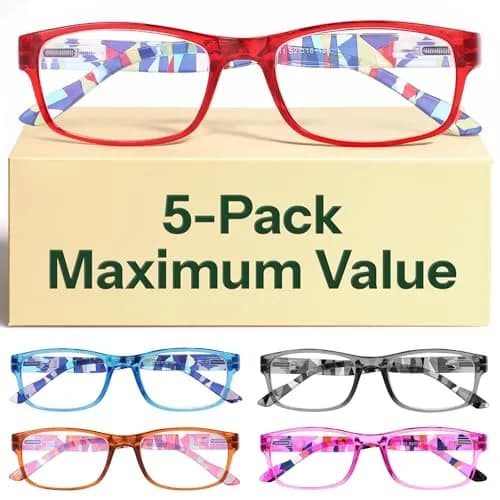 Gaoye 5-Pack Reading Glasses 2.25x | Blue Light Blocking, Spring Hinge thumbnail 1