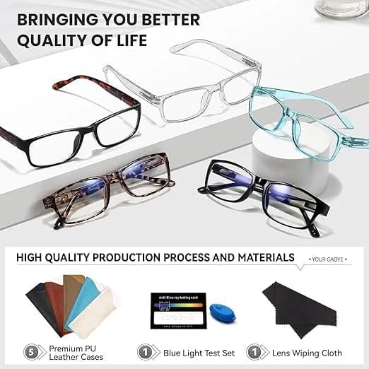 Gaoye 5-Pack Reading Glasses 2.25x | Blue Light Blocking, Spring Hinge thumbnail 8