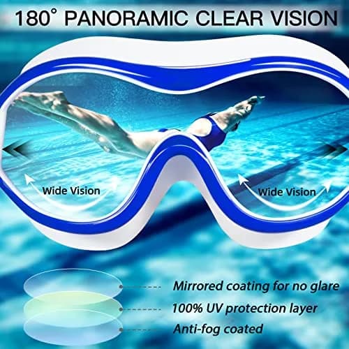 Seago Adult Youth Anti-Fog Wide Clear View Pool Swim Goggles | 180° Vision UV Protection Waterproof No Leaking thumbnail 5