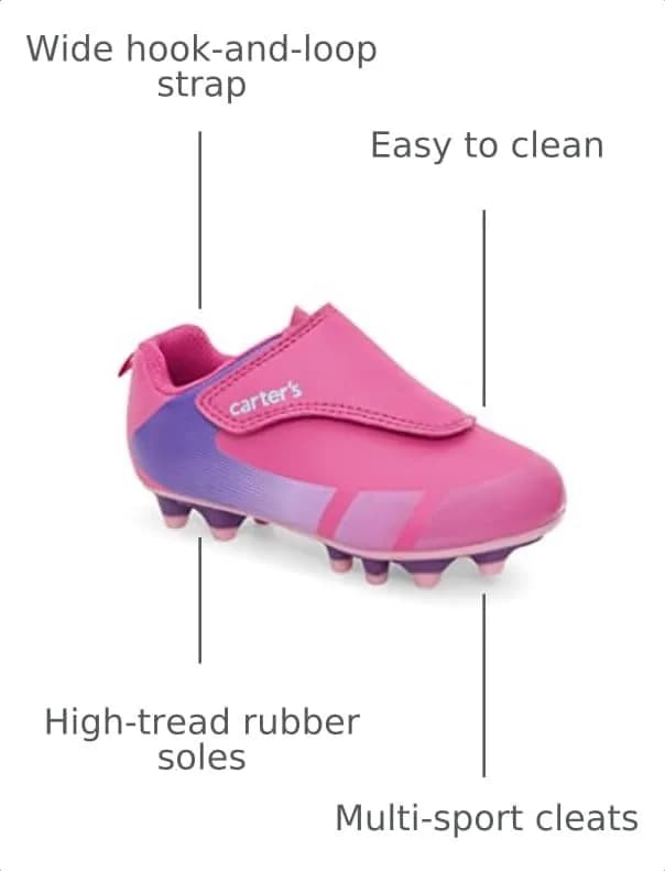 Carter's Unisex-Child Fica Sport Cleat, Fuchsia | Versatile Athletic Kids Shoe for Soccer & Baseball thumbnail 3