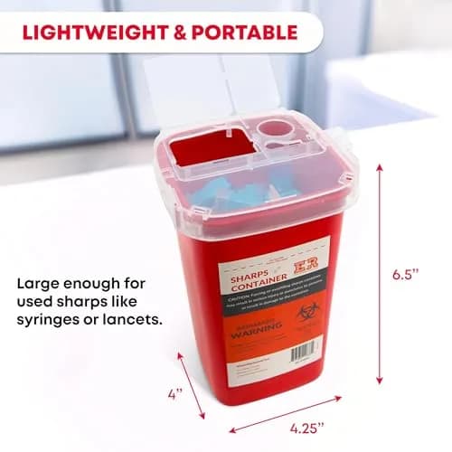 Ever Ready First Aid Sharps Container 1 Quart (1000ml) | Puncture-Resistant & Locking Lid for Safe Disposal thumbnail 2