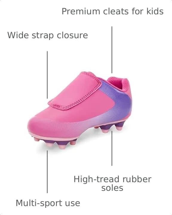 Carter's Fica Sport Cleat Fuchsia | Versatile Athletic Kids Shoe for Soccer & Baseball thumbnail 4