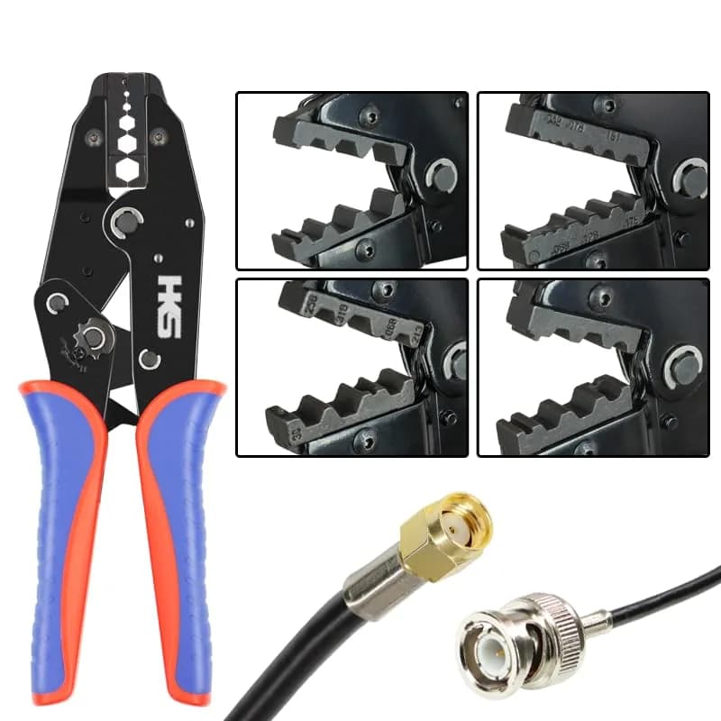 HKS Coax Ratchet Crimping Tool Kit with 5 Dies & Strippers | 1.28 kg (2.82 lb) Heavy Duty thumbnail 6