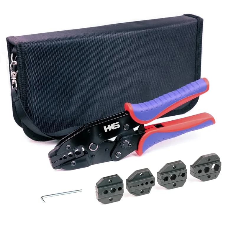 HKS Coax Ratchet Crimping Tool Kit with 5 Dies & Strippers | 1.28 kg (2.82 lb) Heavy Duty — Crimper with 5 Dies