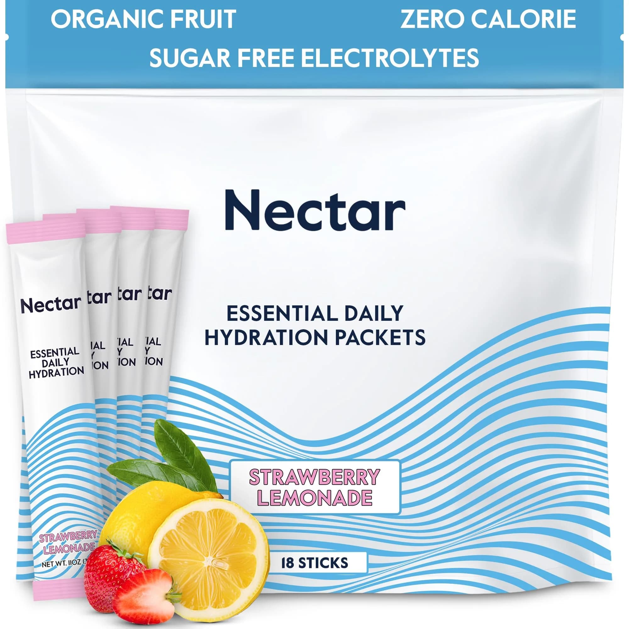 Nectar Hydration Packets Strawberry Lemonade 2.1 oz (60g) | Doctor-Formulated Electrolyte Powder for Rapid Hydration - main product image