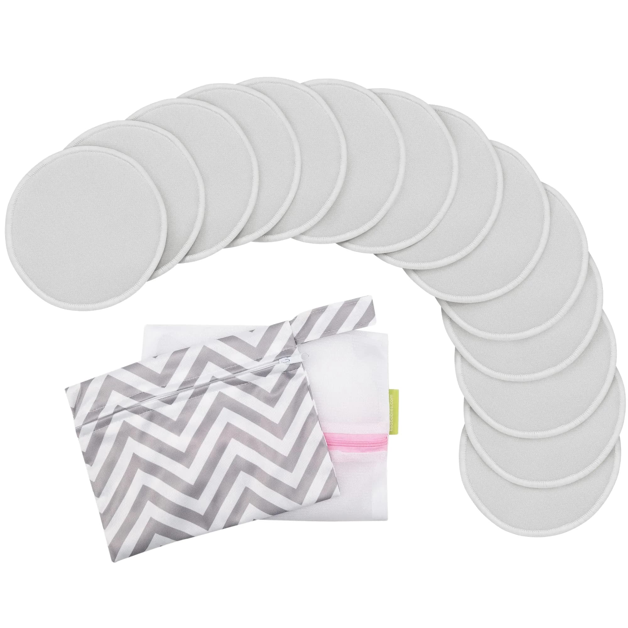 KeaBabies Reusable Nursing Pads for Breastfeeding (Soft White, 14-Pack, 14cm) — Cool Gray / Large 4.8"