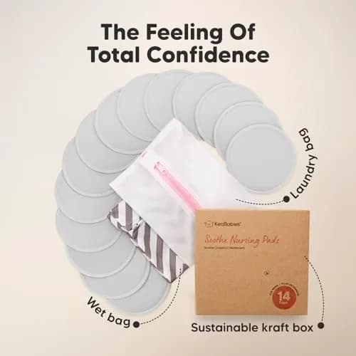 KeaBabies Reusable Nursing Pads Large 12 cm (4.8") | 14-Pack Bamboo Viscose for Breastfeeding thumbnail 8