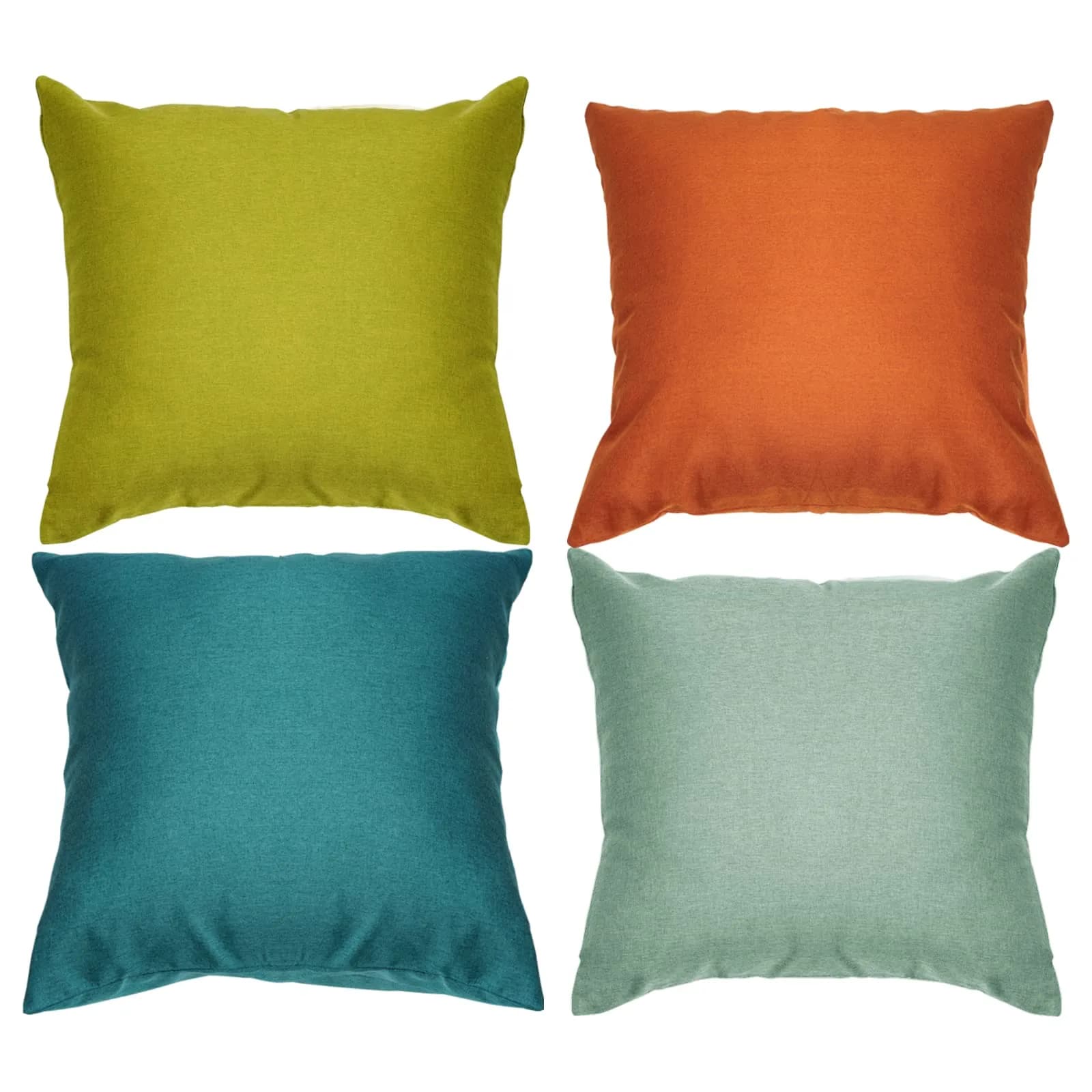 yeabwps Pack of 4 Decorative Outdoor Waterproof Throw Pillow Covers ONLY Square Garden Cushion Cases for Patio, Couch, Tent and Sofa, 18 x 18 Inches (Blue-Green, Blue, Green, Light Green) — Yellow, Light Green, Orange, Blue-green