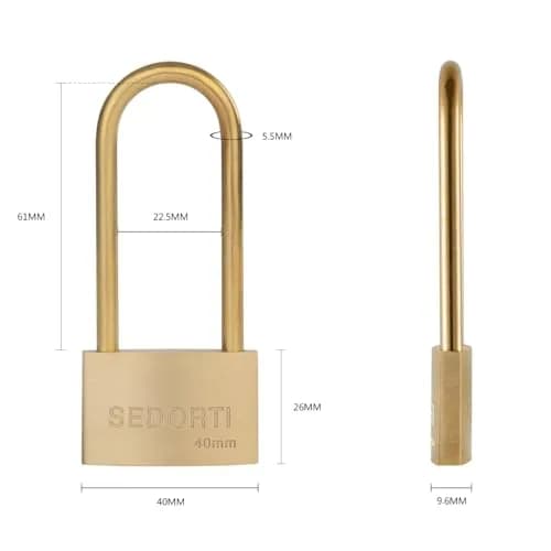SEDORTI Weather Proof Brass Padlock 1-1/2" Wide | Marine Grade, Rust-Resistant, Light Duty thumbnail 2