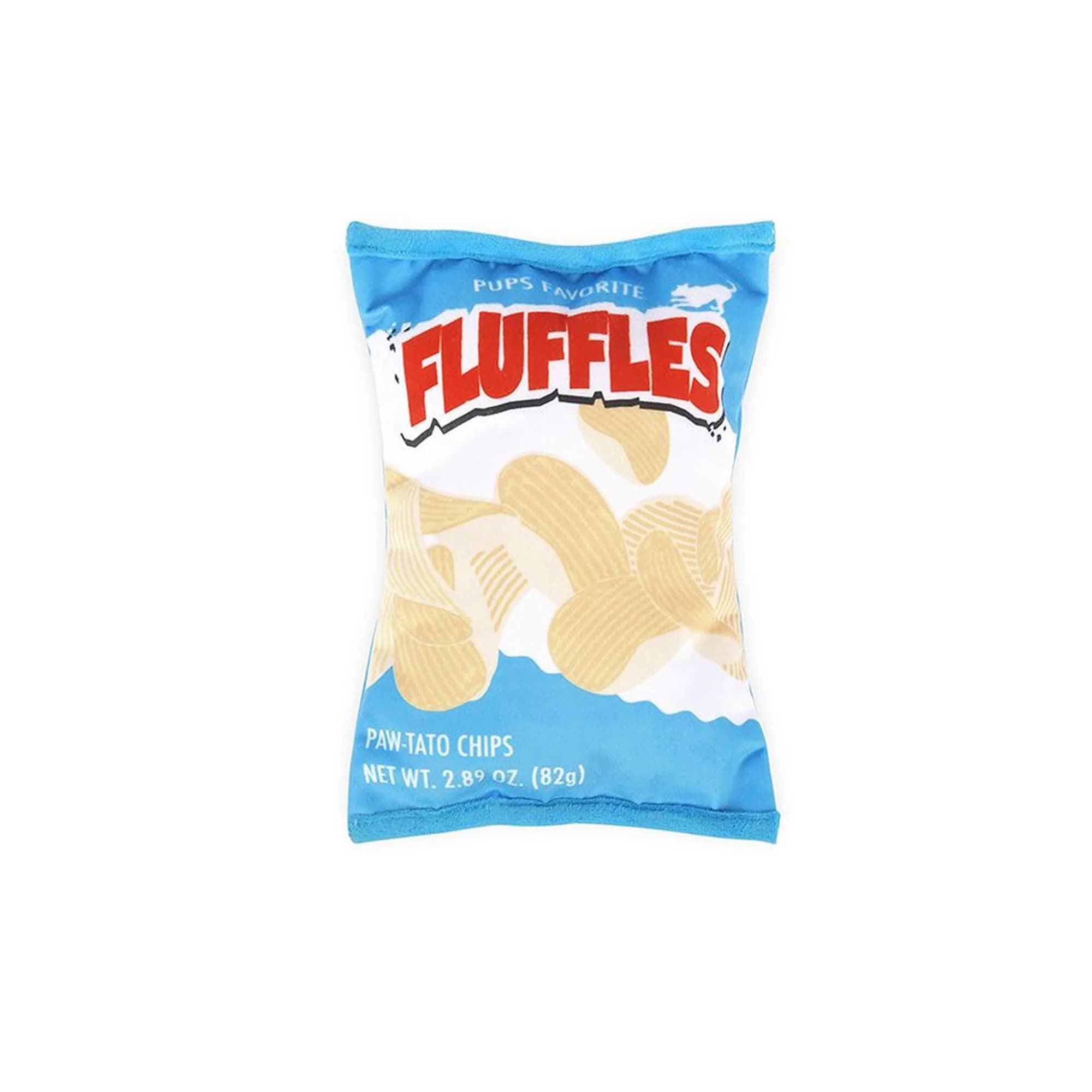 P.L.A.Y. Snack Attack Fluffles Chips Dog Toy Medium | Durable Squeaker Chew Toy for Medium & Large Dogs - main product image