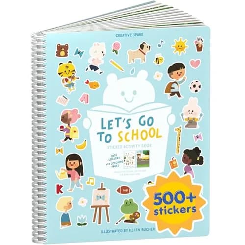 CUPKIN Let’s Go to School Sticker Book 500+ Stickers | Spiral-Bound Toddler Activity Book for Ages 2-8 thumbnail 1