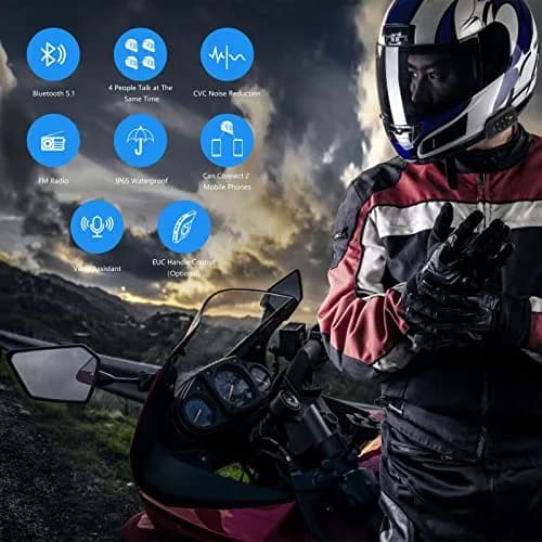 EJEAS V4 Plus Motorcycle Helmet Bluetooth Intercom System 1500m Range | Noise Reduction & 3D Sound thumbnail 3