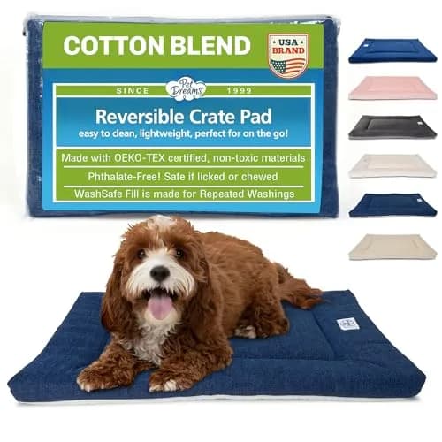 Pet Dreams Dog Crate Pad - Washable Kennel Mat, Non-Toxic, All-Season, Fits iCrate 18-48" | Reversible Sherpa & Cotton thumbnail 1