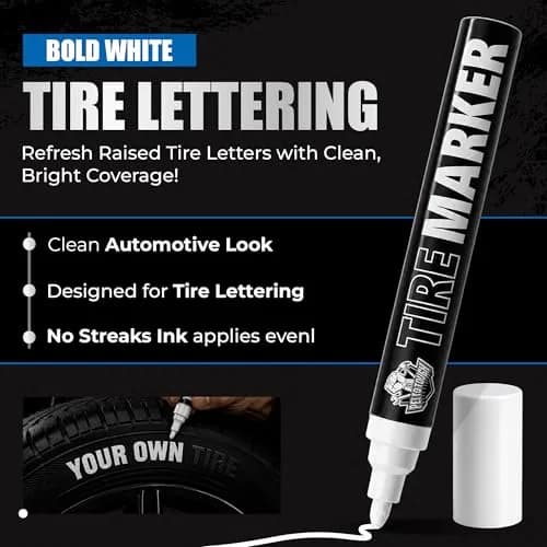 Pelto White Paint Tire Marker 4-Pack | Permanent Weatherproof Ink for Tires & More thumbnail 4