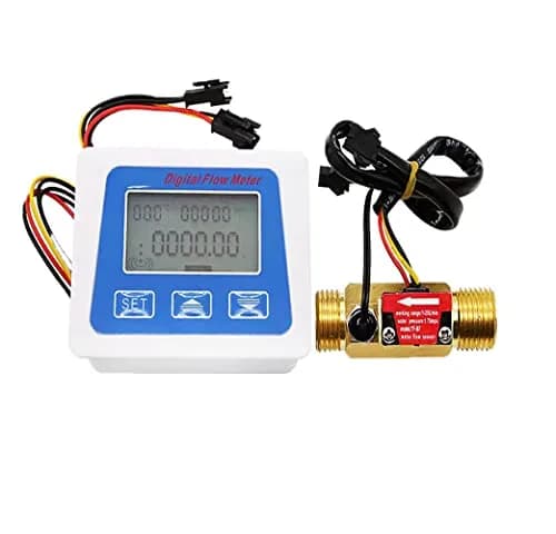 Lelukee Digital LCD Water Flow Totalizer and Rate Meter with G1/2" Hall Effect Sensor, 1-30L/min | DC24V thumbnail 1