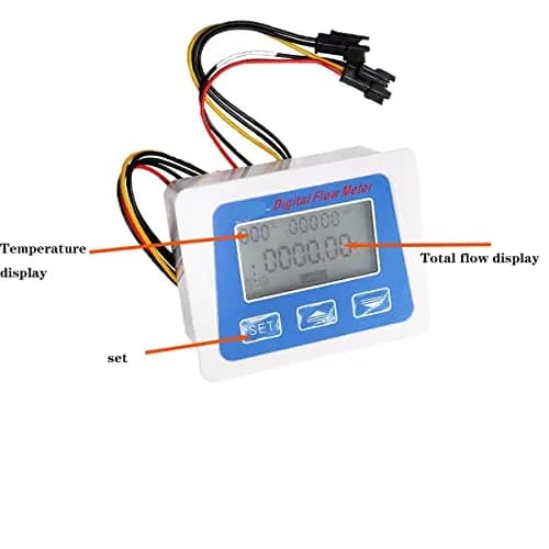 Lelukee Digital LCD Water Flow Totalizer and Rate Meter with G1/2" Hall Effect Sensor, 1-30L/min | DC24V thumbnail 4