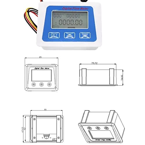 Lelukee Digital LCD Water Flow Totalizer and Rate Meter with G1/2" Hall Effect Sensor, 1-30L/min | DC24V thumbnail 5
