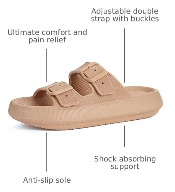 BRONAX Cushioned Shower Slides for Women & Men | 1.7-inch Thick Sole, Adjustable Buckle, EVA Support thumbnail 3