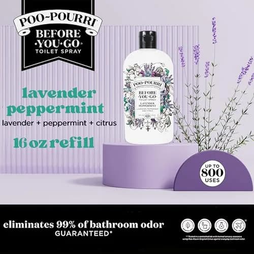 Poo-Pourri Before-You-Go Toilet Spray Refill Lavender Peppermint 473ml (16 Fl Oz) | Funk Lock Technology Odor Eliminator thumbnail 2