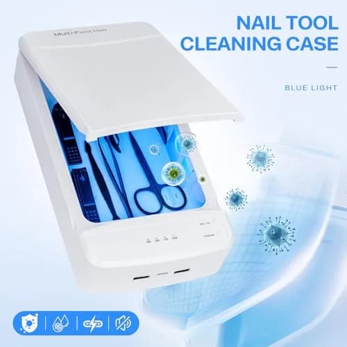 LXIANGN Blue Light Nail Tool Cleaner Box 18.2cm (7.16in) | Portable USB Sanitizer for Manicure Tools thumbnail 2