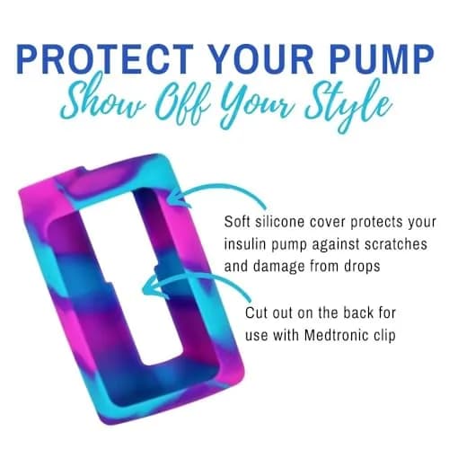 Sugar Medical Silicone Protective Insulin Pump Cover for Medtronic MiniMed 630G/640G/670G/770G, Pink/Purple/Blue (1-Pack) thumbnail 5