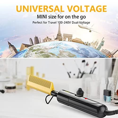 DAN Technology Electric Hot Comb for Wigs & Edges, 232°C (450°F) Dual Voltage Travel Straightener | Ceramic Glaze thumbnail 4