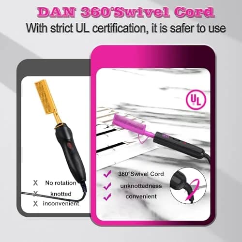 DAN Technology Ceramic Pressing Comb 450°F | Fast Heating Hot Comb for Hair Styling thumbnail 6