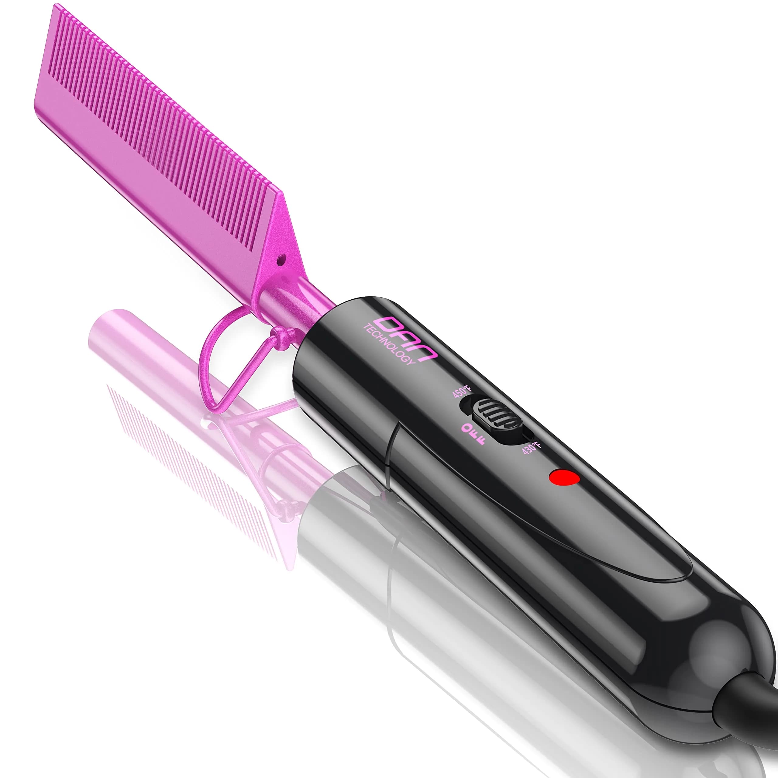 DAN Technology Ceramic Pressing Comb 450°F | Fast Heating Hot Comb for Hair Styling