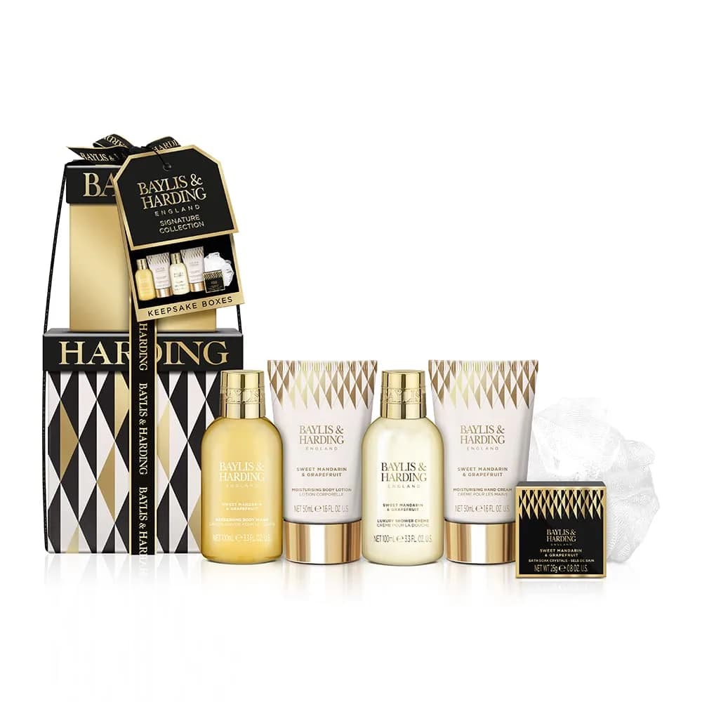 Baylis & Harding Sweet Mandarin & Grapefruit Luxury Pamper Present Gift Set for Women | 100ml (3.3 fl oz) Body Wash, 100ml (3.3 fl oz) Bath Bubbles, 50ml (1.6 fl oz) Lotion, 50ml (1.6 fl oz) Hand Cream, 25g Epsom Salts - main product image