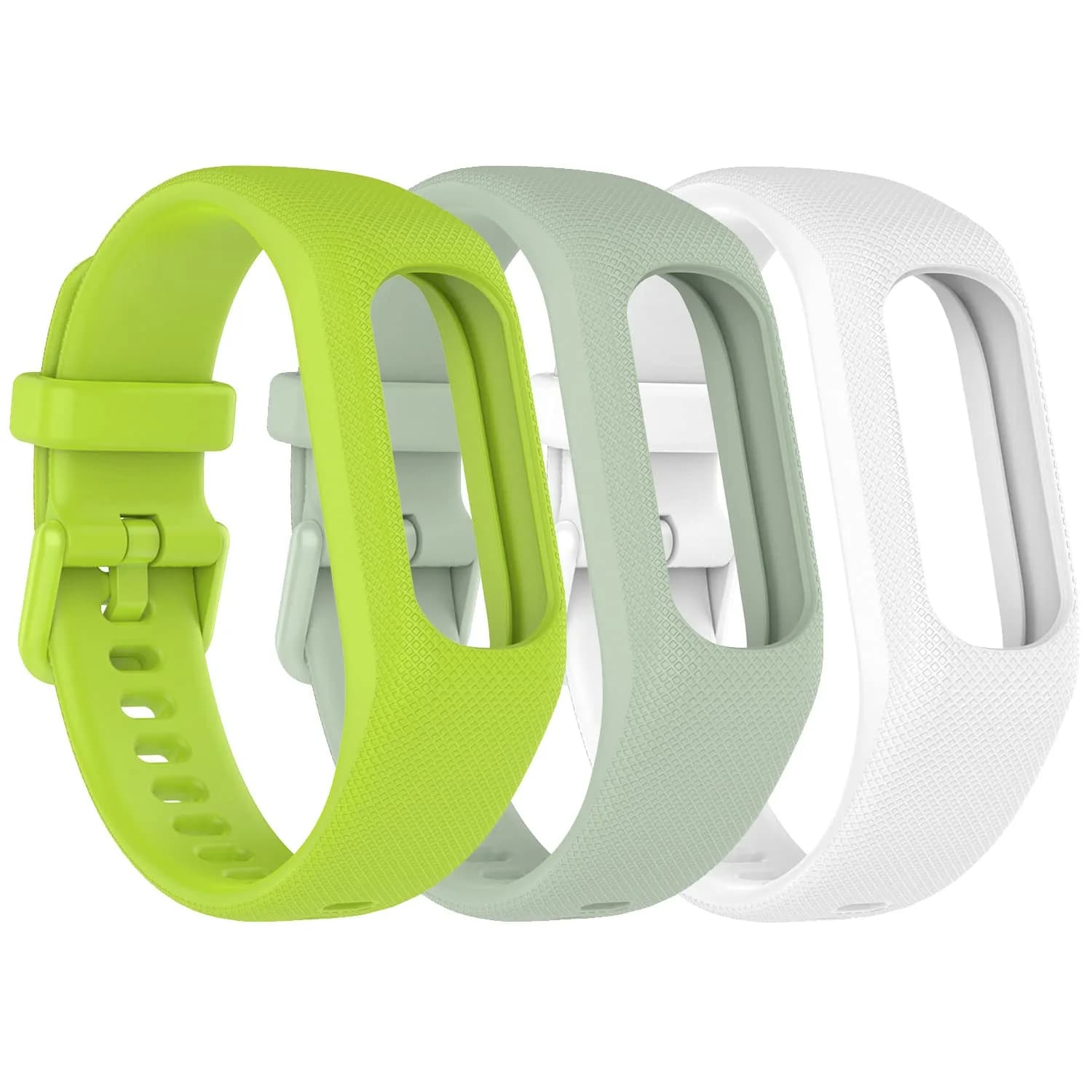 Gheper Soft Silicone Bands Compatible with Garmin Vivosmart 5 Straps 18mm (3 Pack, Lime/Mint/White)