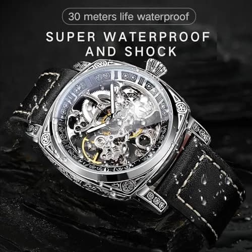 FORSINING Square Luxury Retro Mechanical Watch for Men 42mm (1.65in) | Automatic Self-Wind thumbnail 5