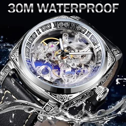 FORSINING Square Luxury Retro Mechanical Watch for Men 42mm (1.65in) | Automatic Self-Wind thumbnail 7
